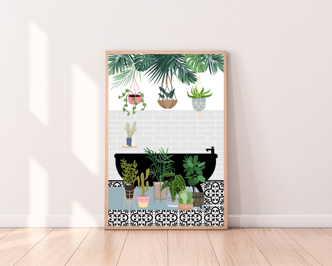 Botanical Bathtub Boho Bathroom Art Print - Image 2