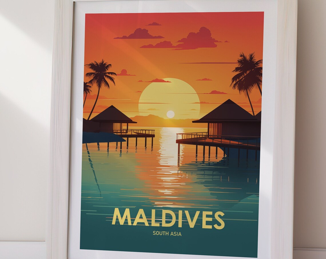 Maldives Travel Poster, South Asia Art Print - Image 3