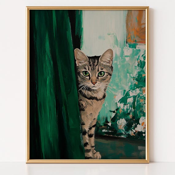 Tabby Cat Vintage Farmhouse Art Print