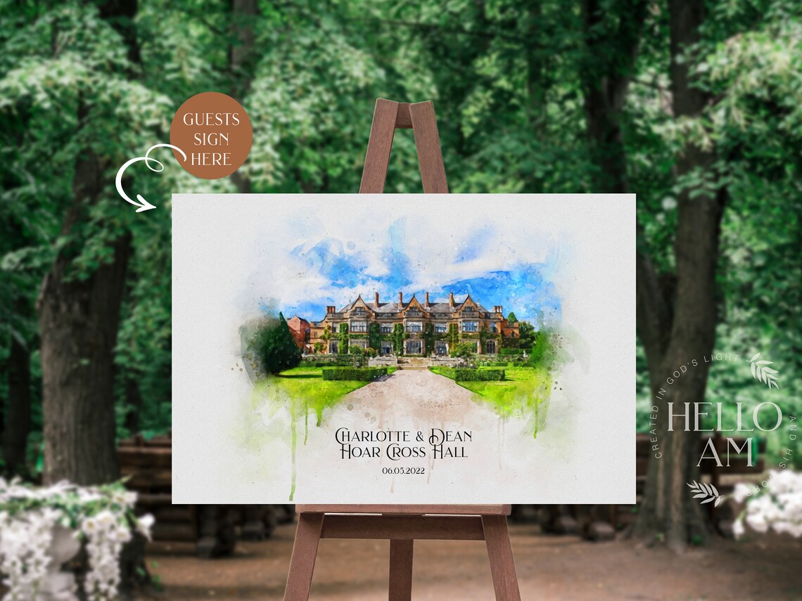 Wedding Venue Illustration Watercolor Art Print - Image 4