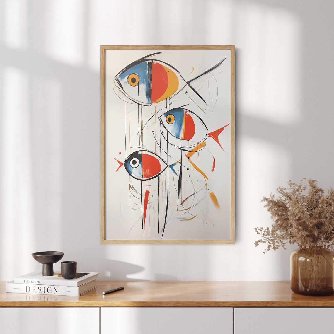 Vibrant Fish Trio Contemporary Abstract Painting Original Artwork Wall Decor Print Poster Wall Art - Image 2