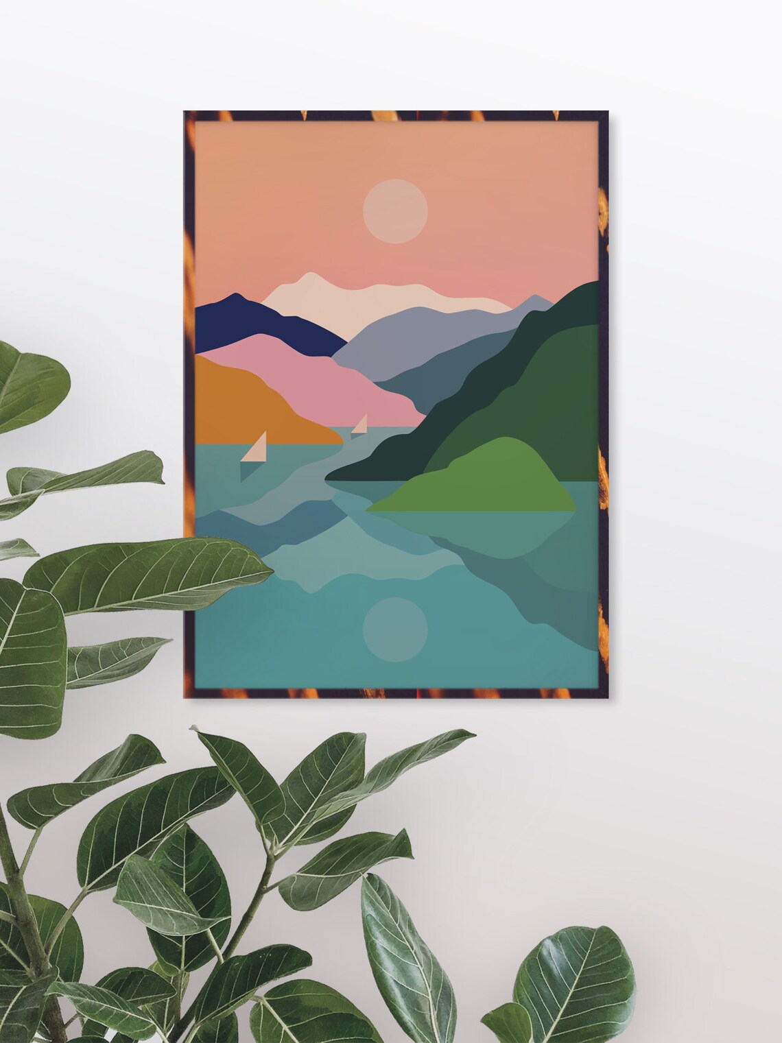 Sailing Away Mountains And Ocean Illustration Art Print - Image 4