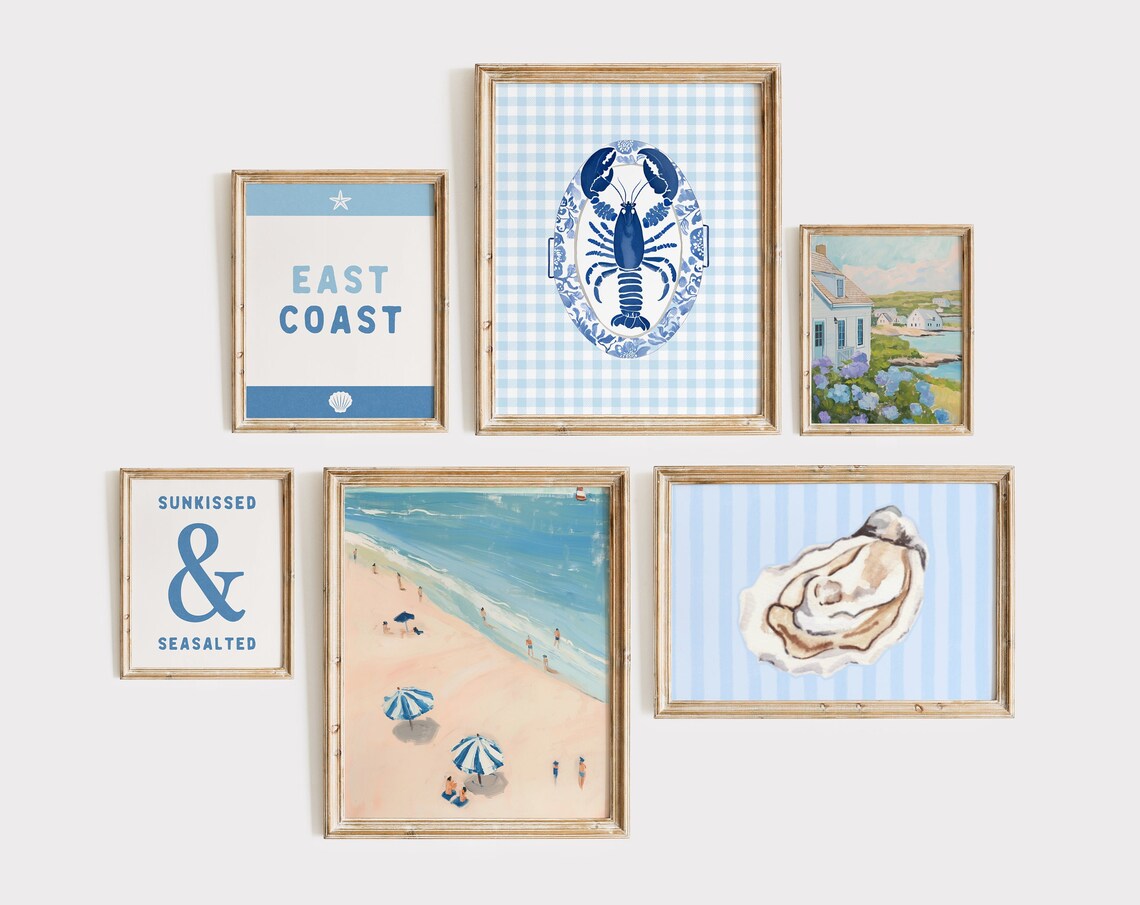 East Coast Coastal Set of 6 Beachy Art Print