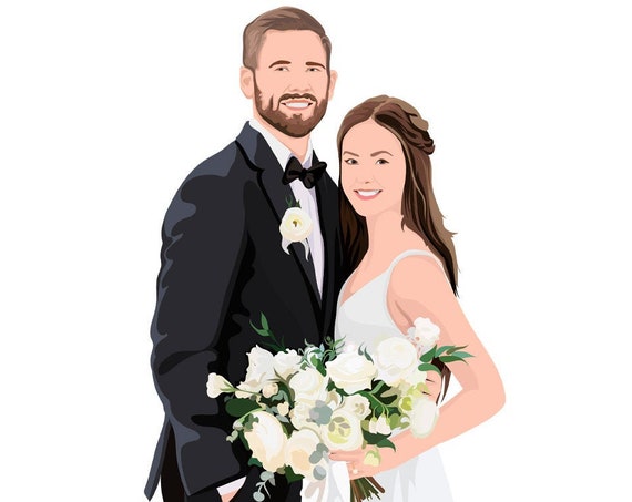 Smiling Bride and Groom Classic Wedding Custom Vector Poster