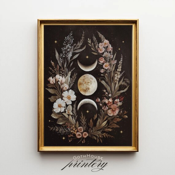 Triple Moon Goddess Wall Art, Boho Witchy Decor