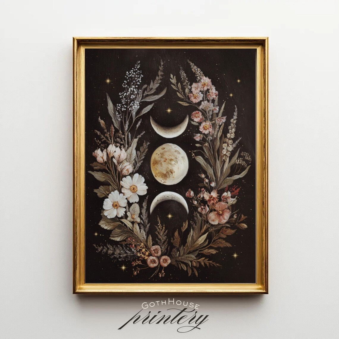 Triple Moon Goddess Wall Art, Boho Witchy Decor