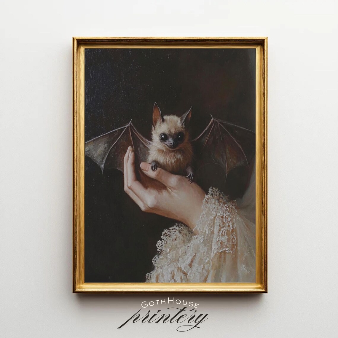 Victorian Bat Art Print, Gothic Halloween Decor