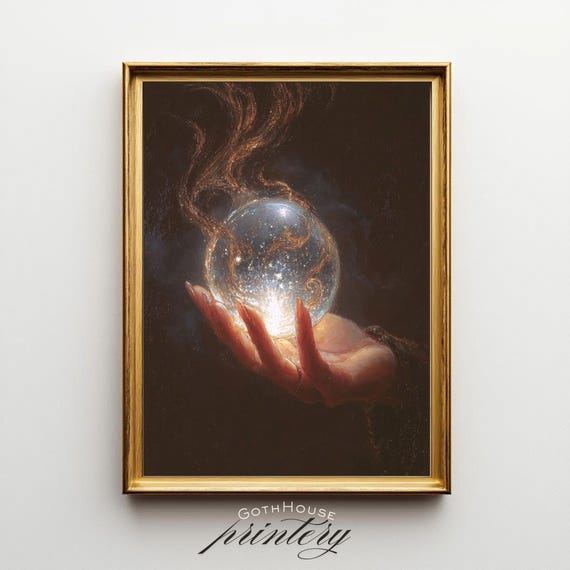 Mystical Crystal Ball Hand Wall Art Print