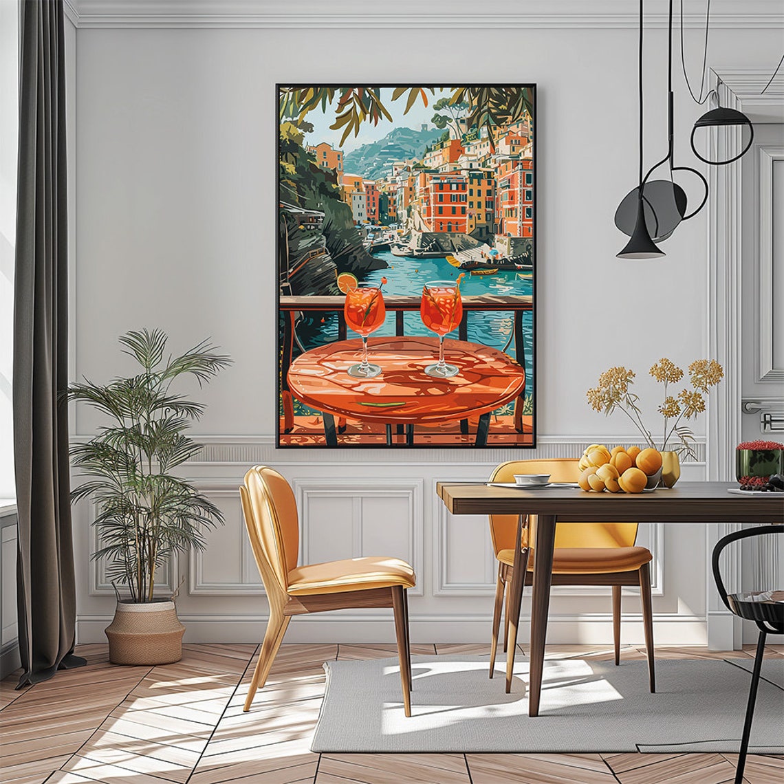 Portofino Italian Riviera Cliffside Balcony Spritz View Summer Poster - Image 2