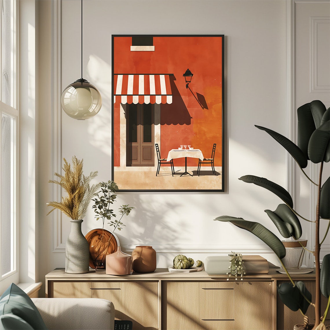 Minimalist Orange Street Cafe Awning Modern Home Decor Wall Art - Image 2