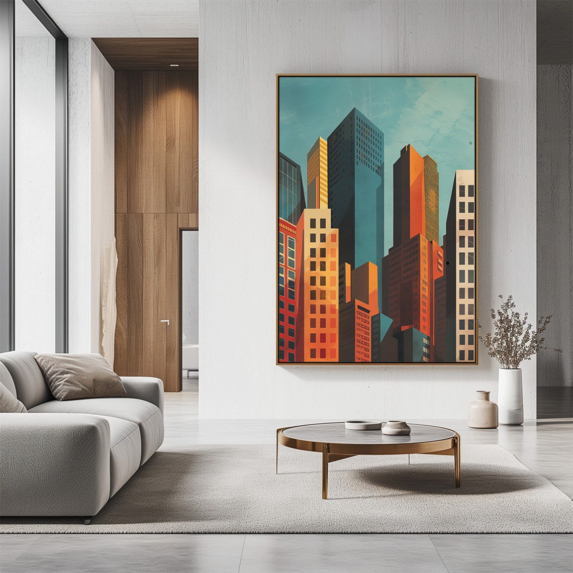 Mid Century City Towers Geometric Retro Architecture Art Print - Image 3