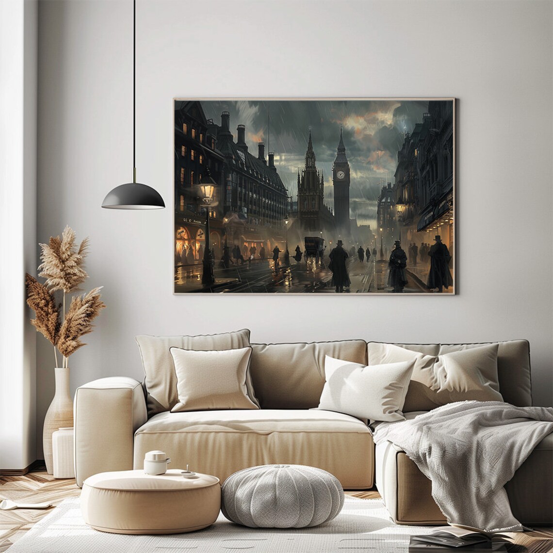 Vintage Victorian Era London Travel Poster, City Scene