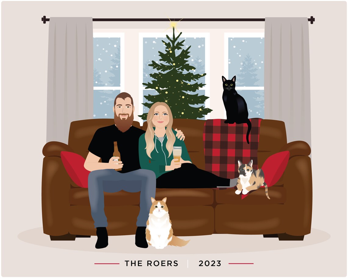 Custom Family Portrait, Personalized Wall Art Print