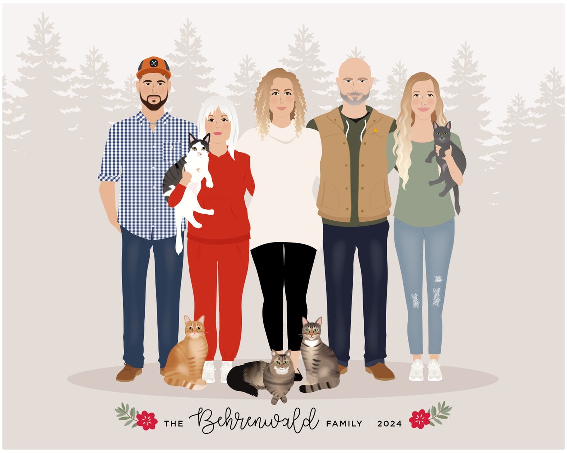 Family Portrait Custom People Drawing