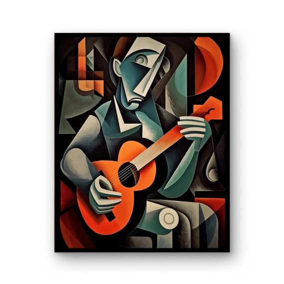 Cubist Portrait Music Poster A Bold And Striking Artistic Masterpiece Wall Art Guitar Gift