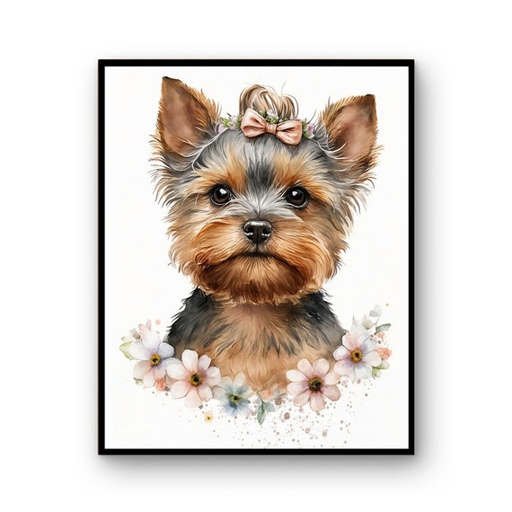 Watercolor Baby Dog Art Instant Print Poster Wildlife Gift Animals Girl Nursery Wall Decor