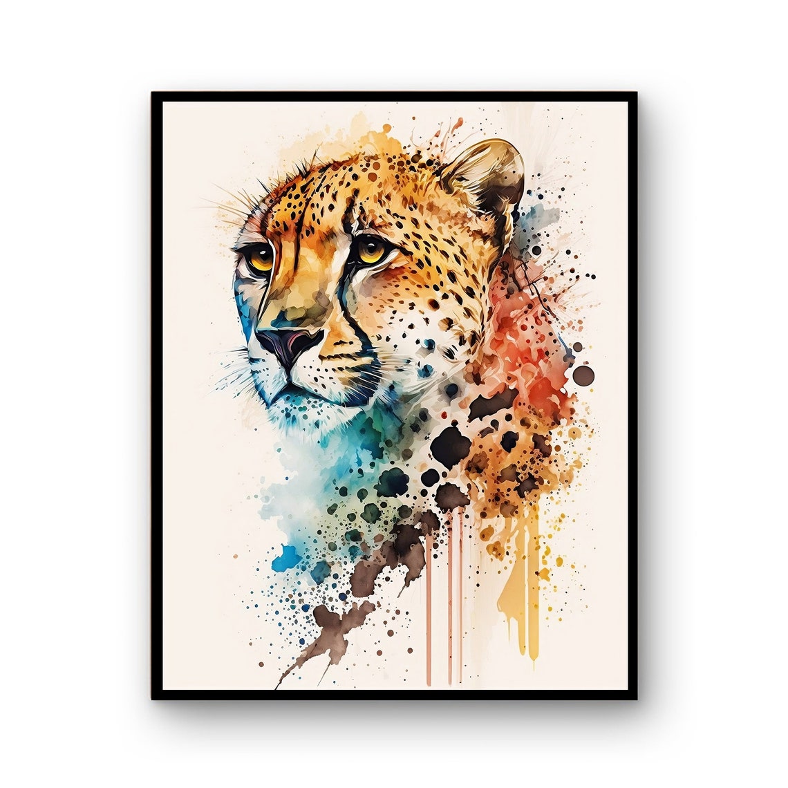 Watercolor Cheetah Art Instant Print Poster Wildlife Gift Animals Wall Decor