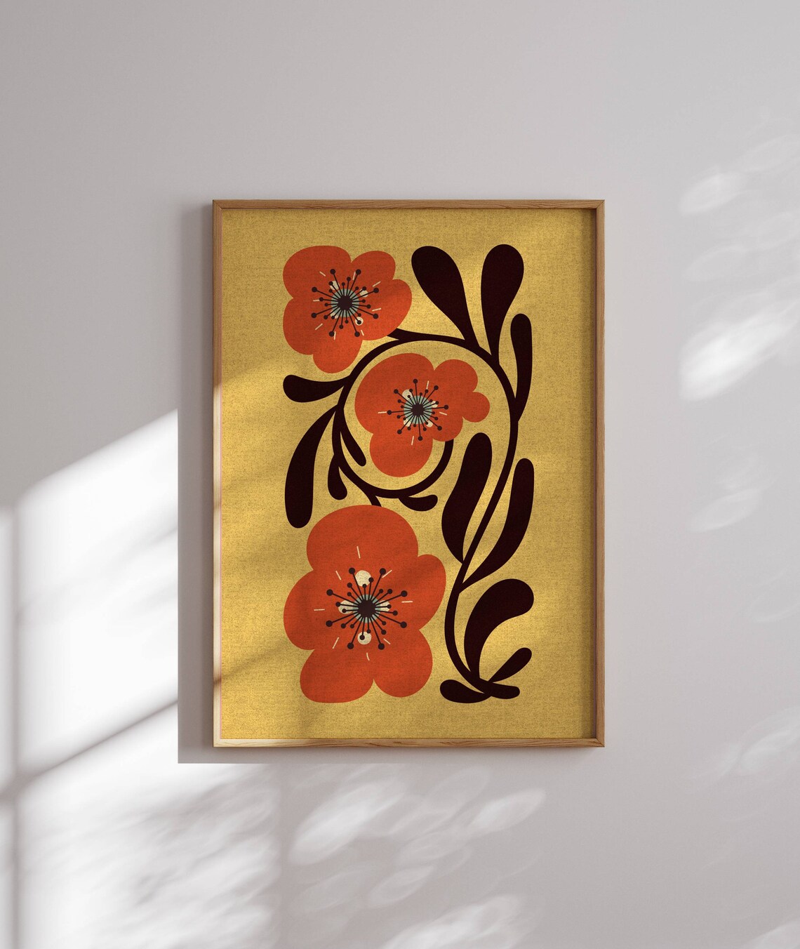 Matisse-Inspired Groovy Retro Floral Art Print