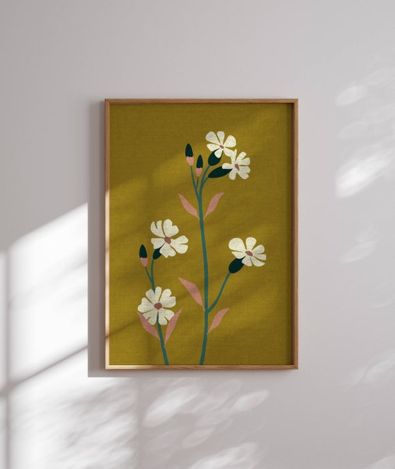 70s Flower Poster, Funky Retro Floral Art Print