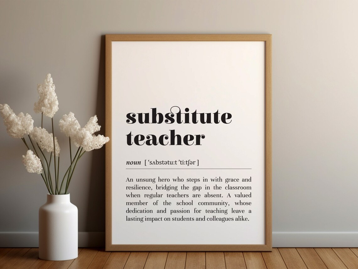 Substitute Teacher Definition Typography Poster