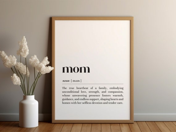 Mom Definition Poste Rprintinstant Downloadgift For Mommom Wall Decortext Postertypography Printblack White Postermom Birthday Gift