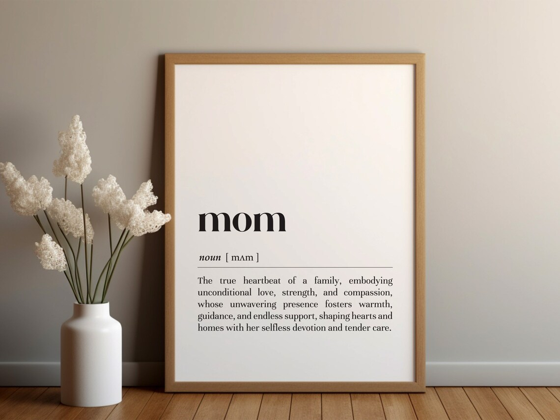 Mom Dictionary Definition True Heartbeat of Family Typography Poster