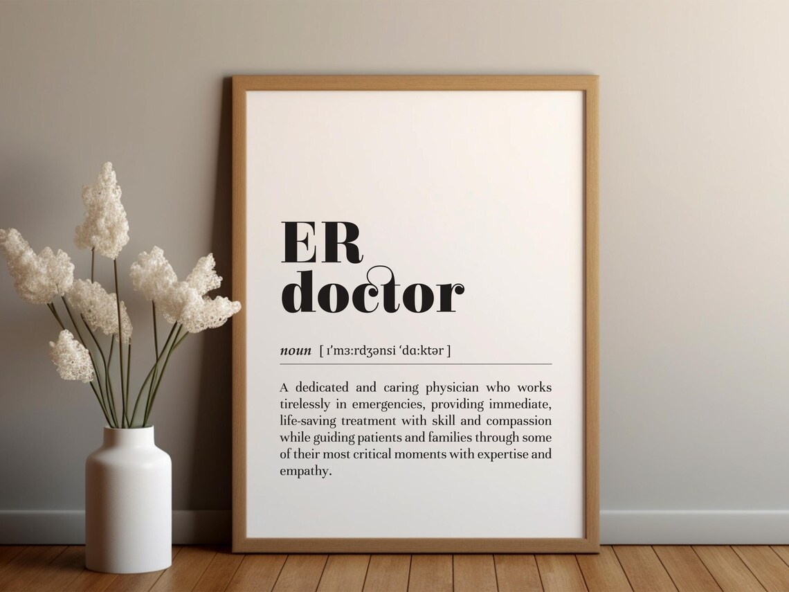 ER Doctor Definition Poster Print, Doctor Appreciation