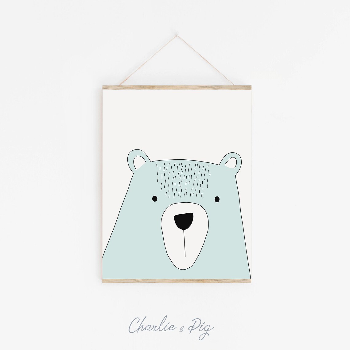 Cute Bear Nursery Art Print, Scandinavian Decor - Image 3