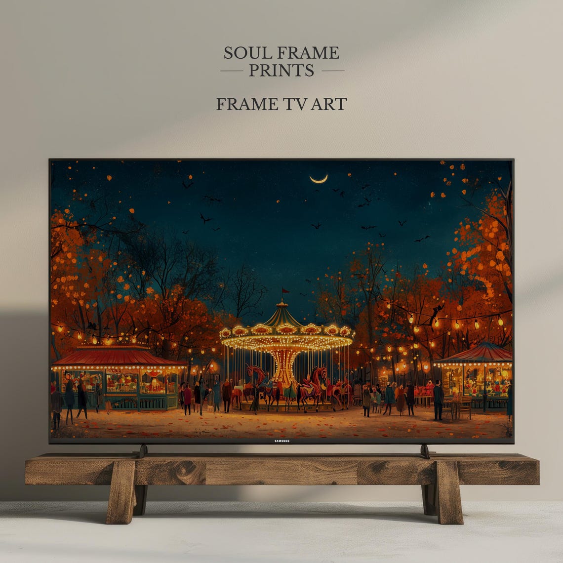 Halloween Carnival Frame Tv Art Vintage Autumn Fair Scene For Samsung Fall Festival Wall Display Decor 13