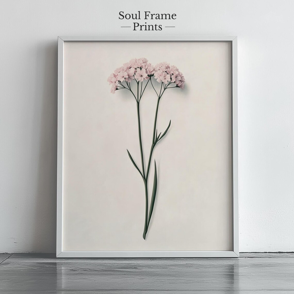 Blush Pink Wildflower Minimalist Botanical Illustration Poster