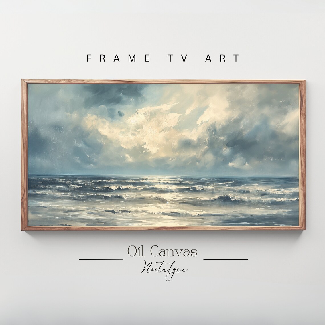 Frame Tv Art Abstract Beach Oil Painting Summer Sea Art Ocean Frame Tv Art Landscape Blue Nautical Seascape