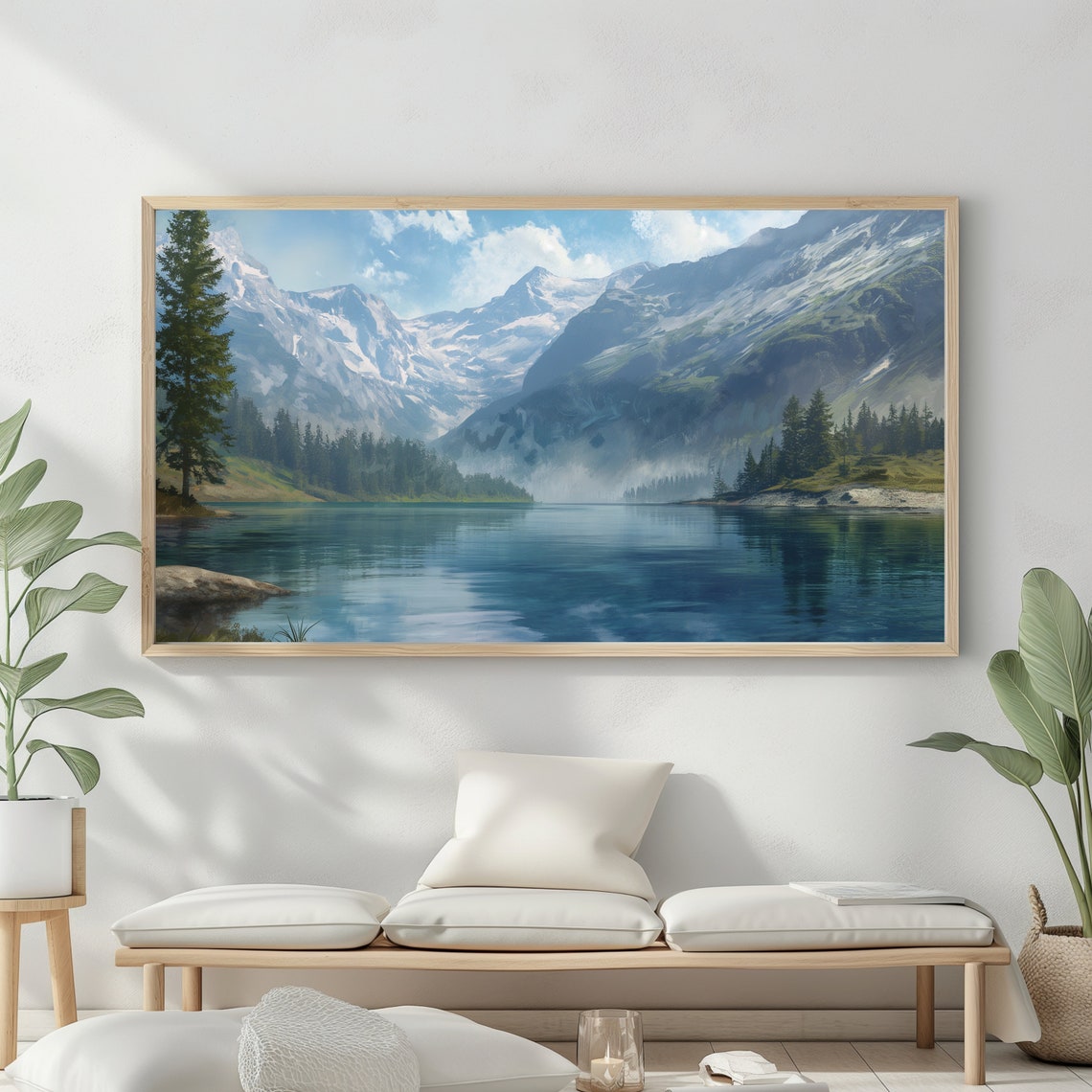Mountain Landscape Frame Tv Art Vintage Rustic Scenery Oil Painting Farmhouse Decor Nature Wall Art Instant - Image 2