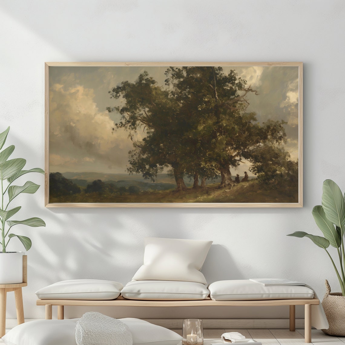 Autumn Landscape Moody Oil Painting Vintage Rustic Country Decor Art Frame Tv - Image 2