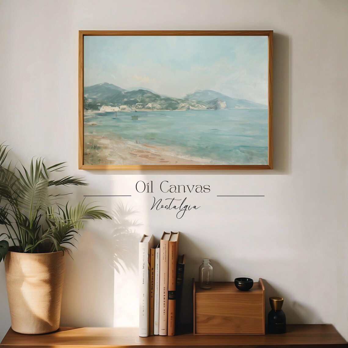 Wall Art Vintage Beach Oil Painting Summer Sea Art Ocean Decor Costal Landscape Blue Nautical Seascape - Image 3