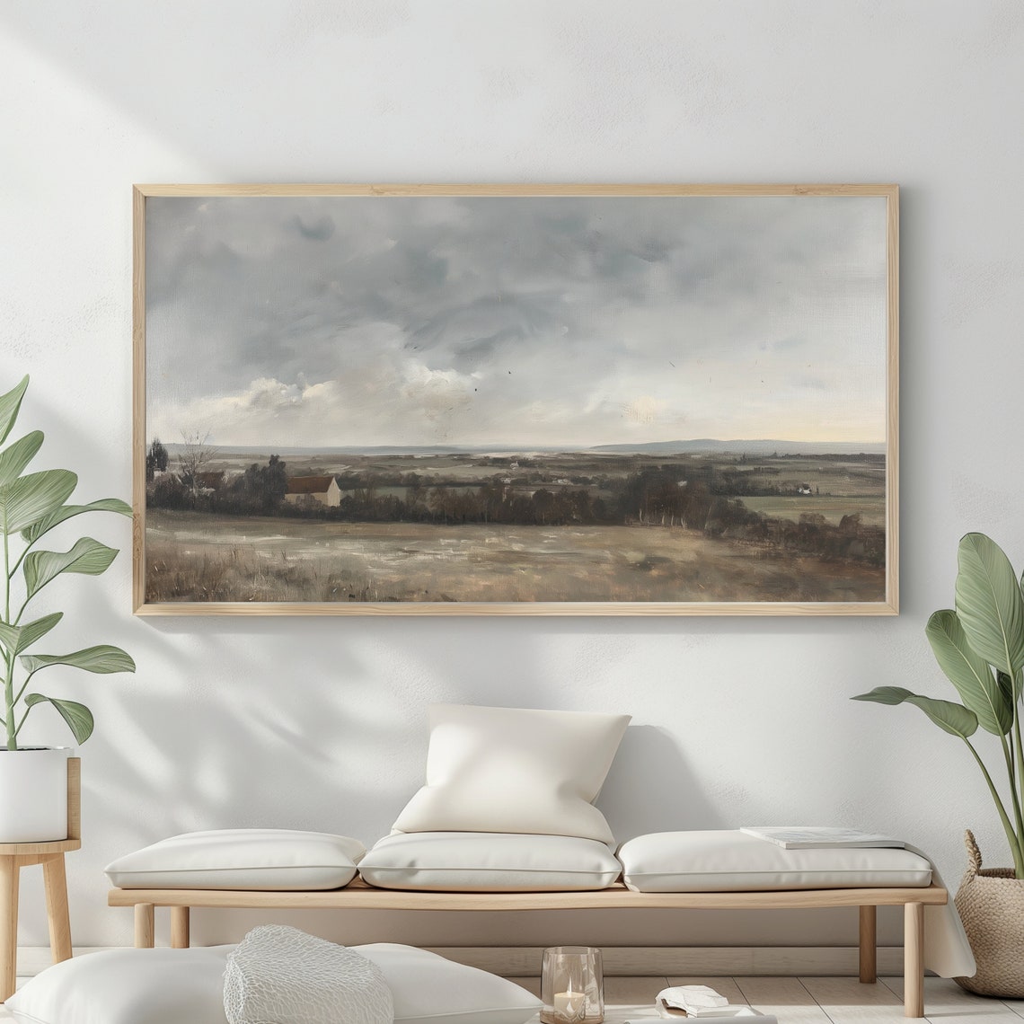 Autumn Landscape Oil Painting Frame Tv Art Rustic Country Decor Moody Muted Colours - Image 2