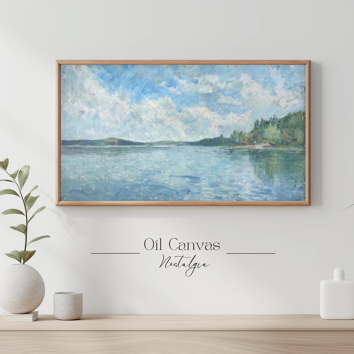 Frame Tv Art Summer Sea Art Oil Painting Ocean Frame Tv Art Costal Landscape Blue Nautical Seascape Vintage - Image 3