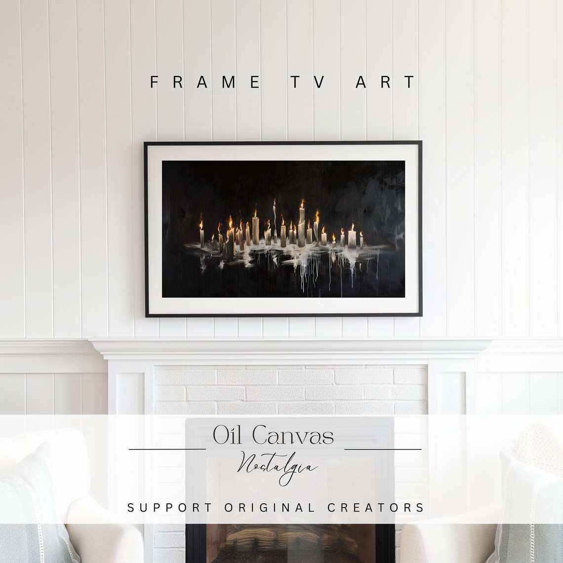 Burning Candles Dark Background Melting Wax Warm Flames Moody Art Poster - Image 2