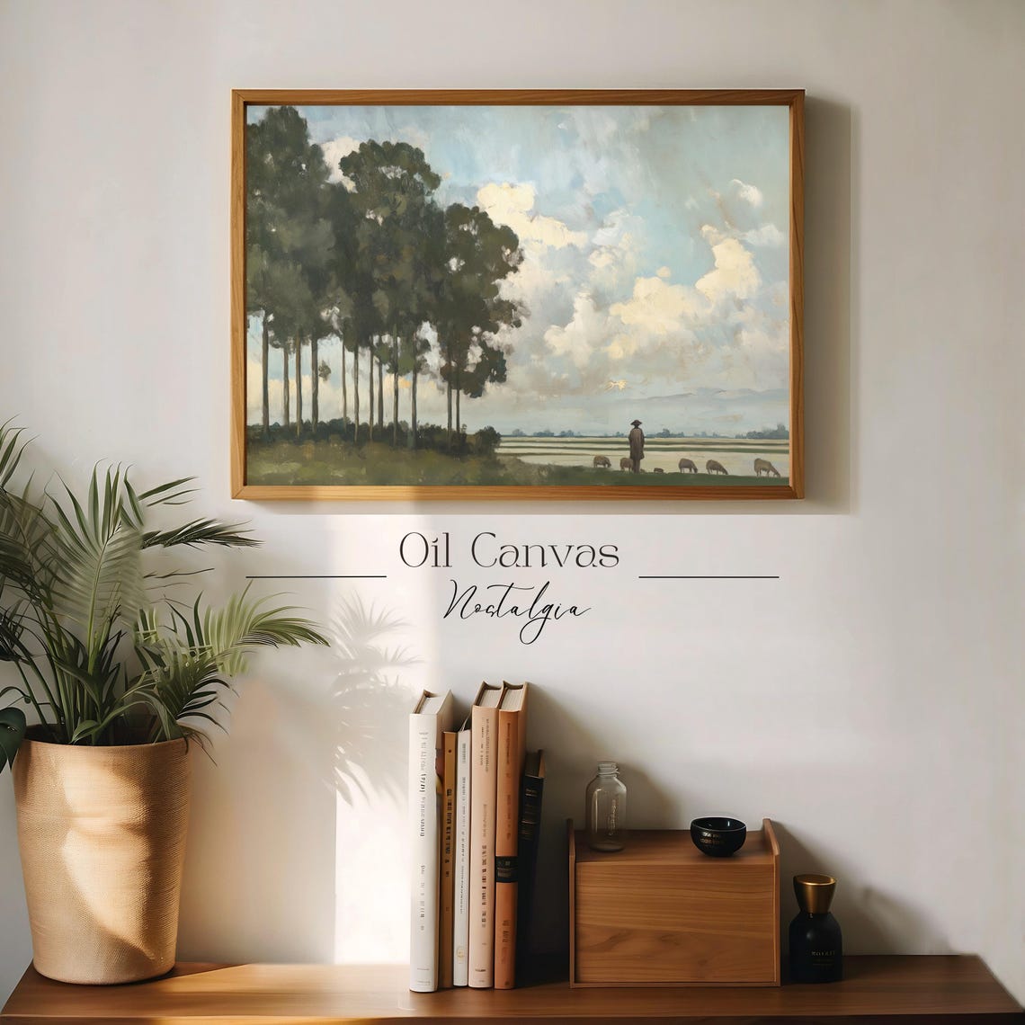 Wall Art Autumn Landscape Oil Painting Rustic Country Decor Moody Muted Colours - Image 3
