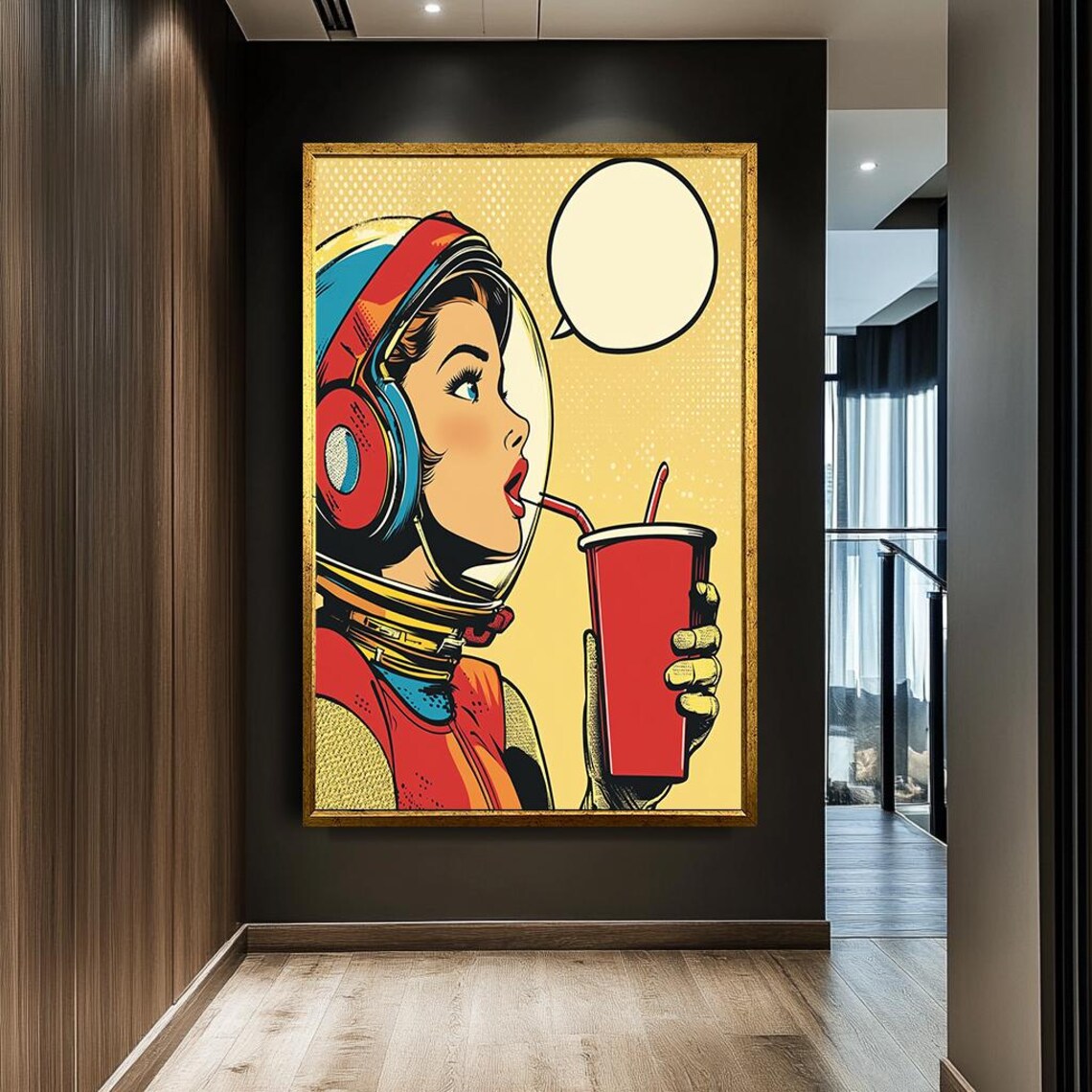 Space Girl Retro Pop Art Comic Style Art Print - Image 2