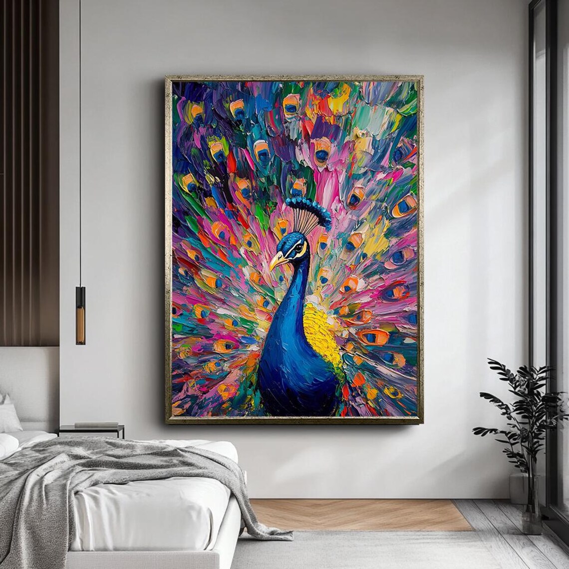 Vibrant Peacock Art Print, Modern Wildlife Decor - Image 4