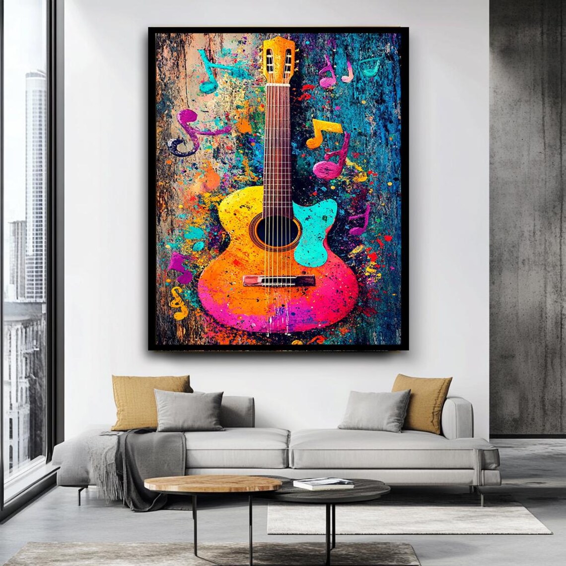 Colorful Guitar Abstract Music Art Print - Image 4