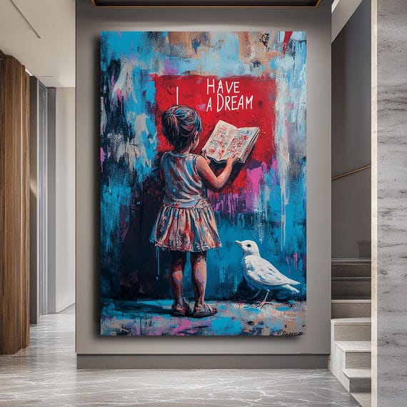 Have A Dream Girl Wall Art Inspirational Child Canvas Colorful Street Style Large Modern Decor Motivational Artwork