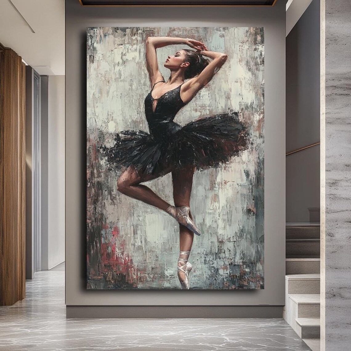 Black Swan Ballet Dancer, Modern Dance Art Print - Image 2