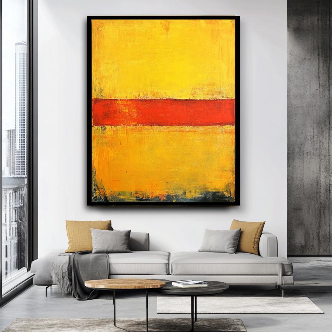 Mark Rothko Style Golden Yellow Red Horizontal Color Field Poster - Image 3