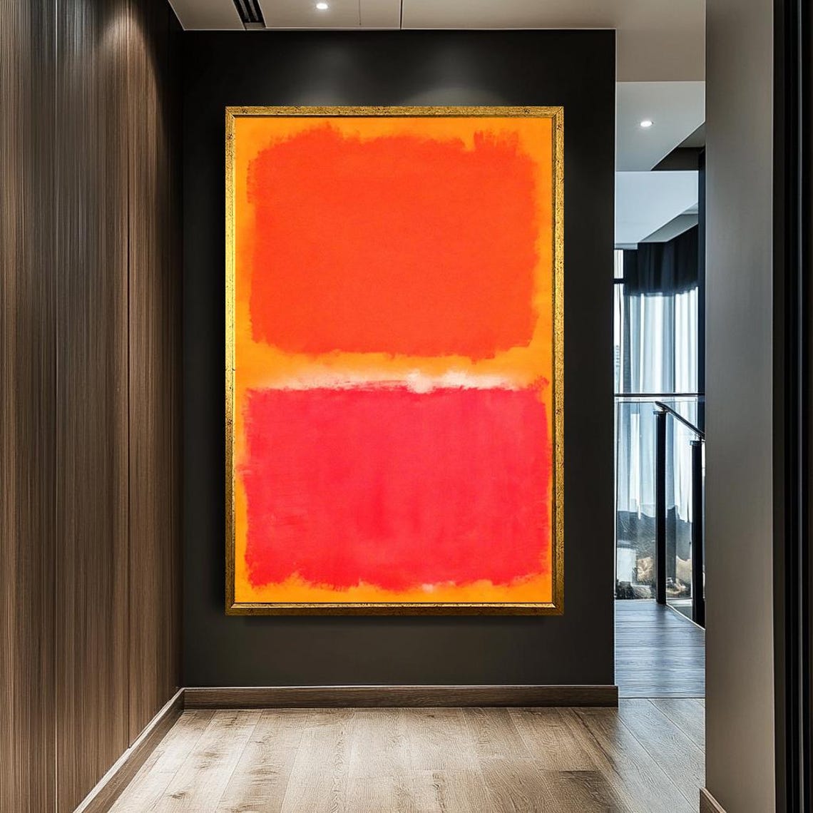 Red Orange Color Block Abstract Rothko Style Minimalist Wall Art