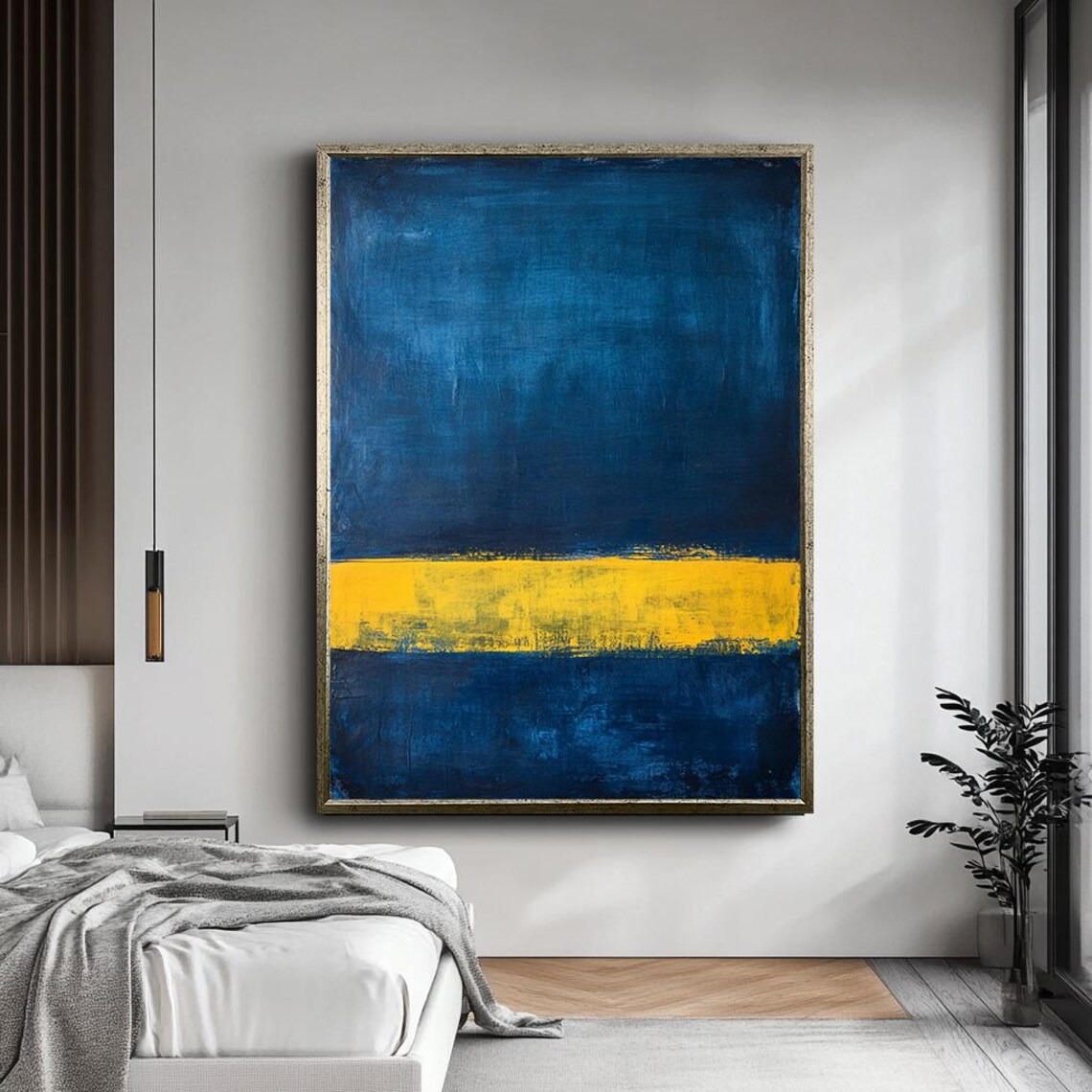 Mark Rothko Style Deep Blue Yellow Band Abstract Color Field Poster - Image 4
