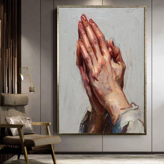 Praying Hands In Faith Christian Devotional Oil Painting Poster
