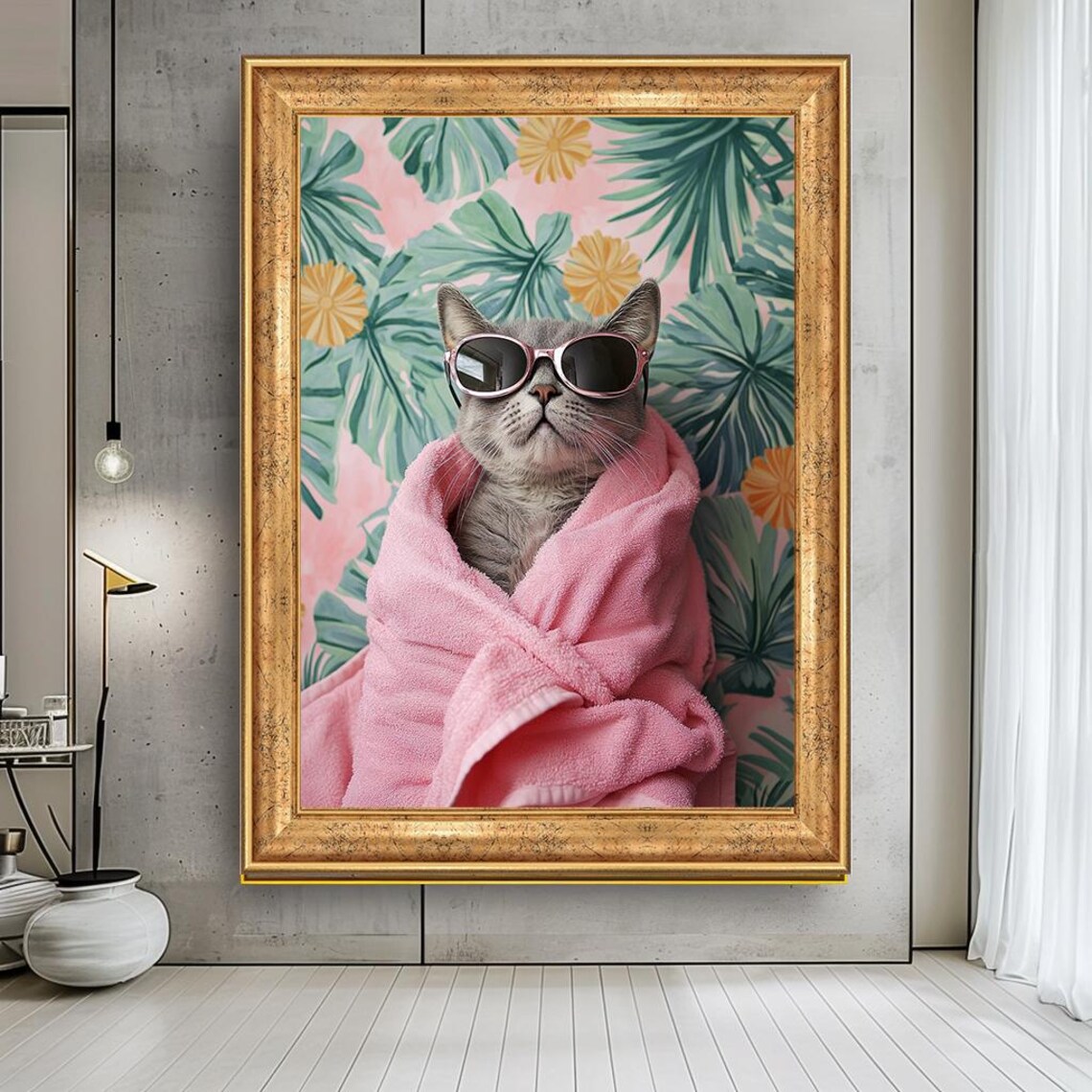 Cool Cat Wall Art, Funny Kitty Portrait Print