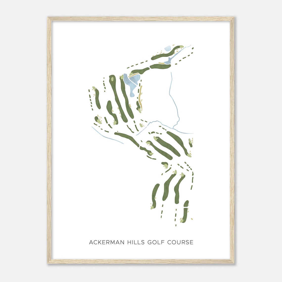 Ackerman Hills Golf Course Indiana Modern Watercolor Map Golfer Gift Golf Wall Art Golf Poster Print Course Layout - Image 2