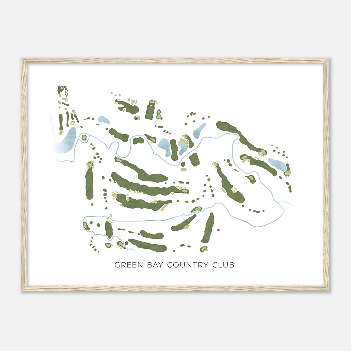 Green Bay Country Club Wisconsin Modern Watercolor Map Poster - Image 2